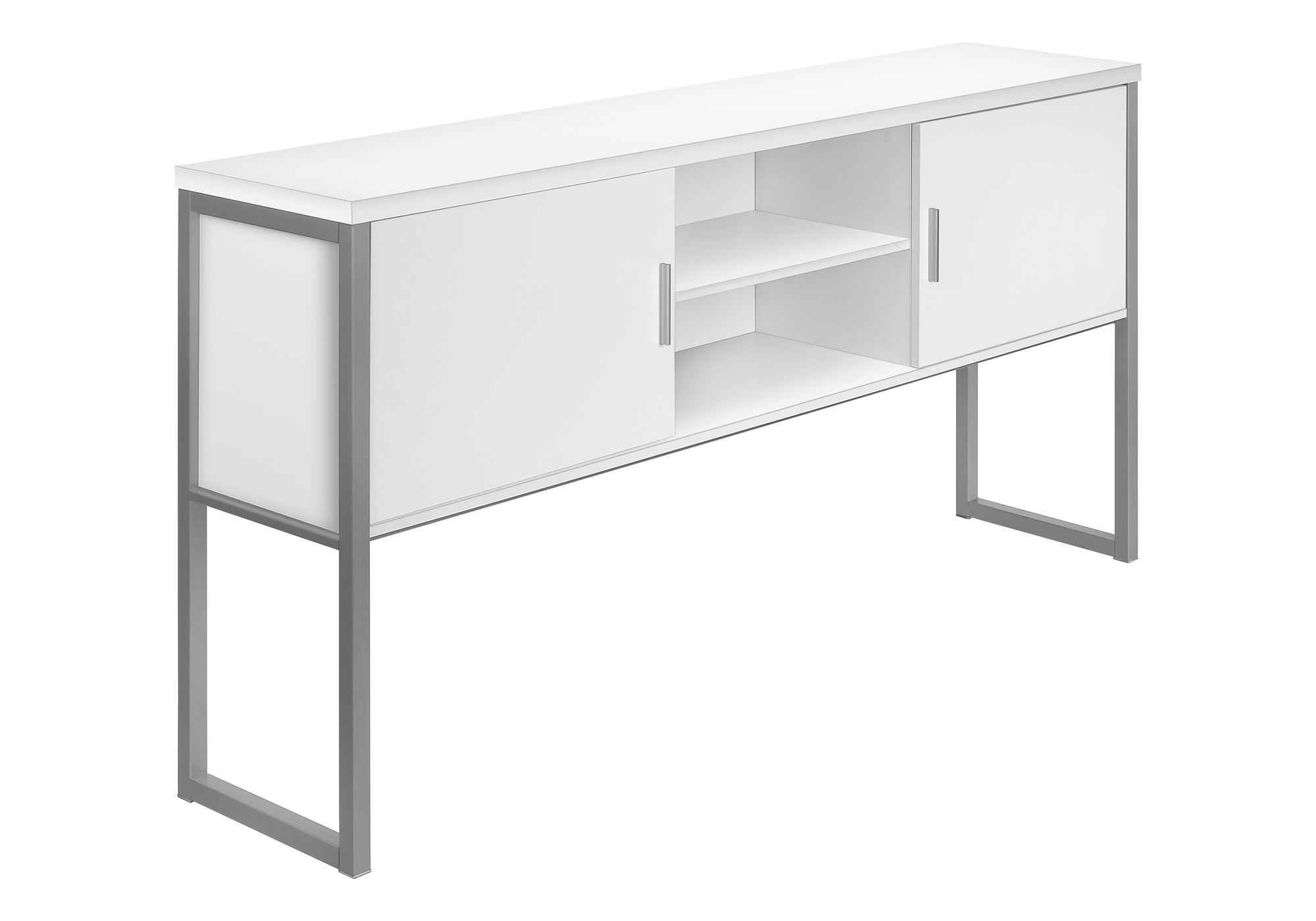 OFFICE HUTCH - 72"L WHITE / SILVER COMMERCIAL GRADE